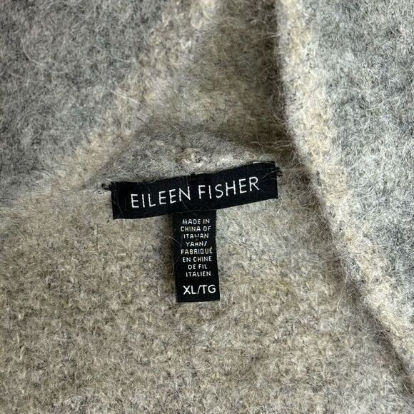 Eileen Fisher moon shawl collar coat with mohair plush melange windowpane print - Picture 10 of 14